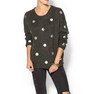 JOA Charcoal Grey Polka Dot Sweater
